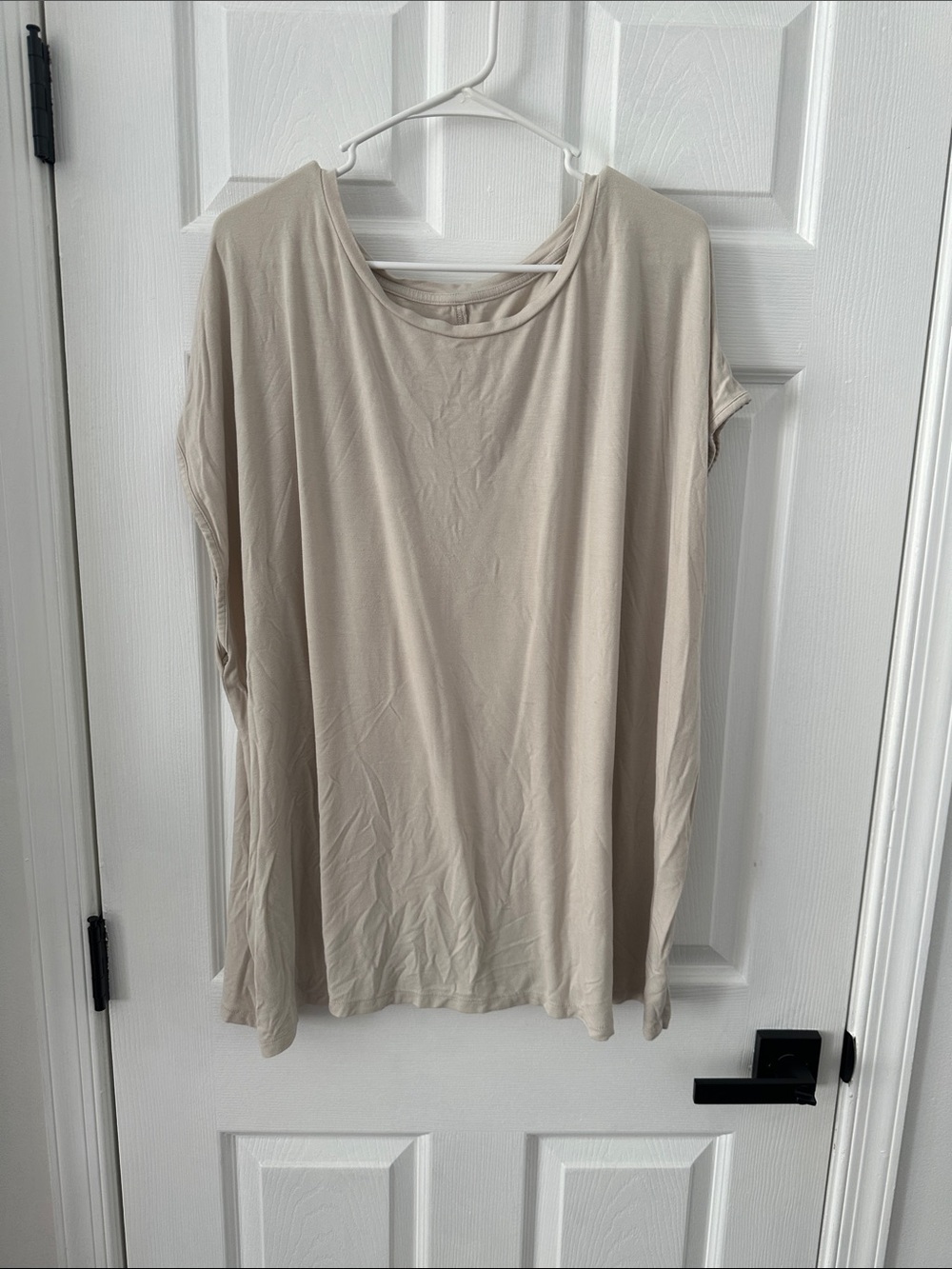 Ava & Viv Neutral Beige Short-Sleeve Scoop Neck Top